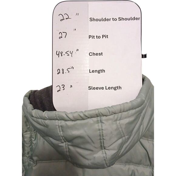 Down Fill Puffer 2XL Jacket Vest Combo Removable Sleeves Hood Fleece Lined Green - Picture 13 of 16